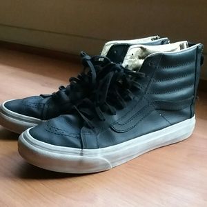 Vans Sk8 Hi Zip Leather Black Gold